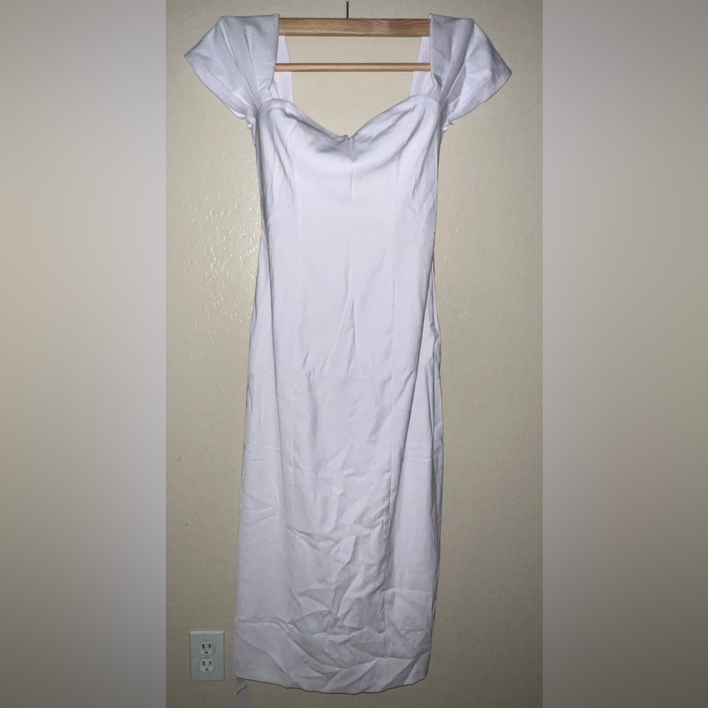 Abercrombie & Fitch White Off-The-Shoulder Midi Dress - Picture 2 of 4